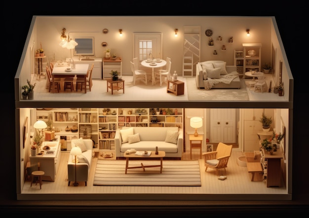 domek dla lalek drewniany salon model do zlozenia led 8008 a 206cm