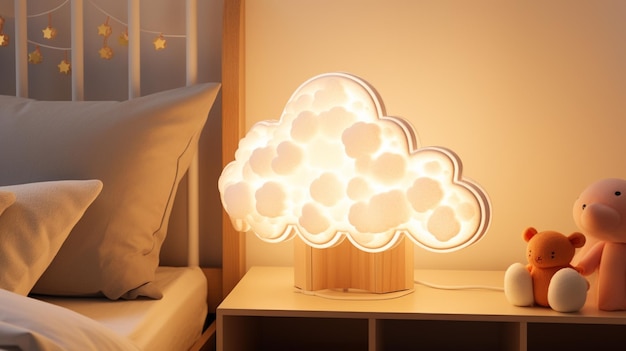 Lampka nocna dla dziec isilikonowa dotykowa miekka LED biala RGB chmurka