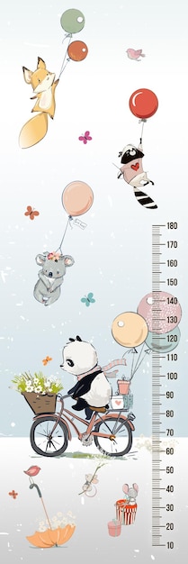 Miarka wzrostu drewniana zyrafa 125cm zolta